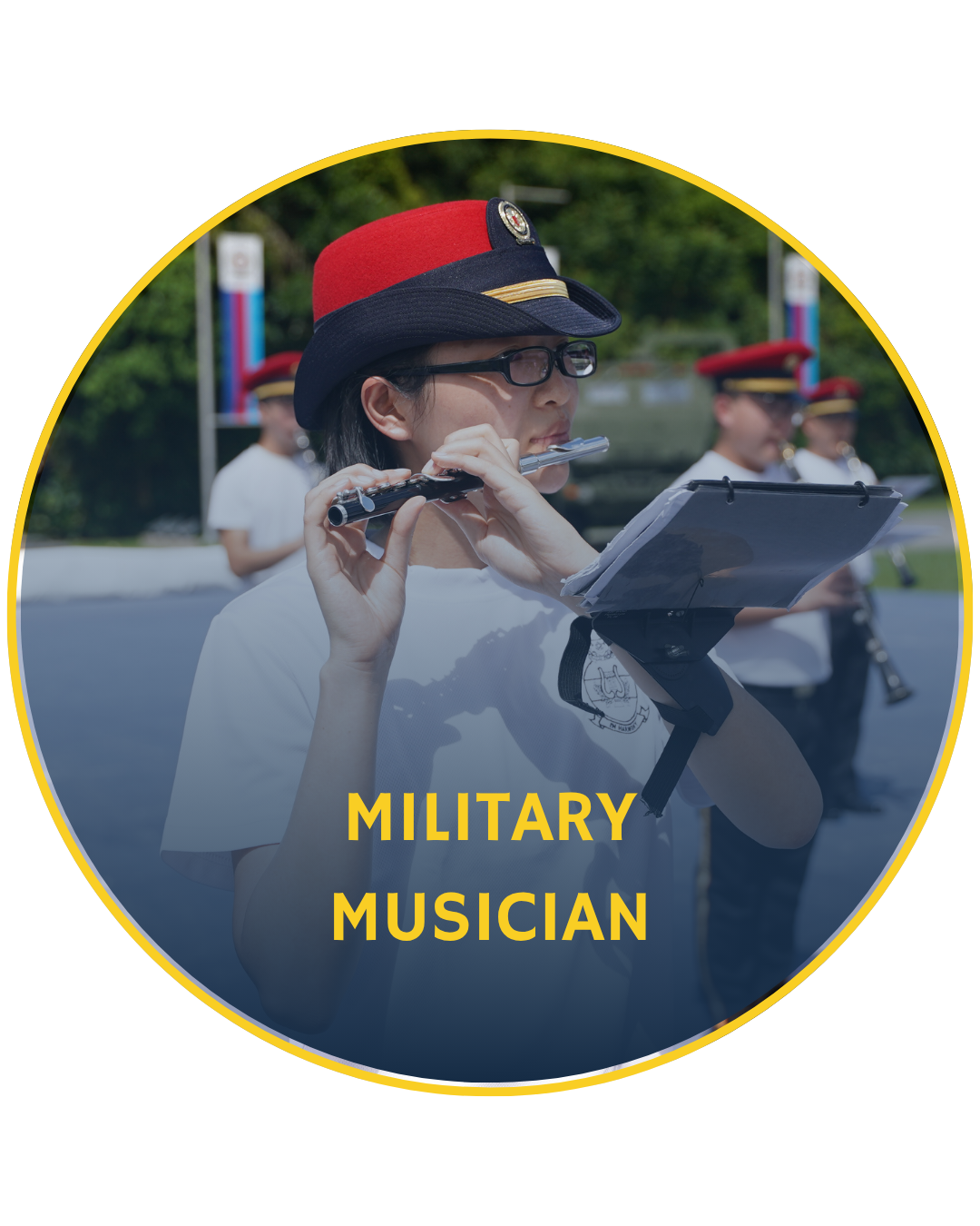 Military musician performing. 